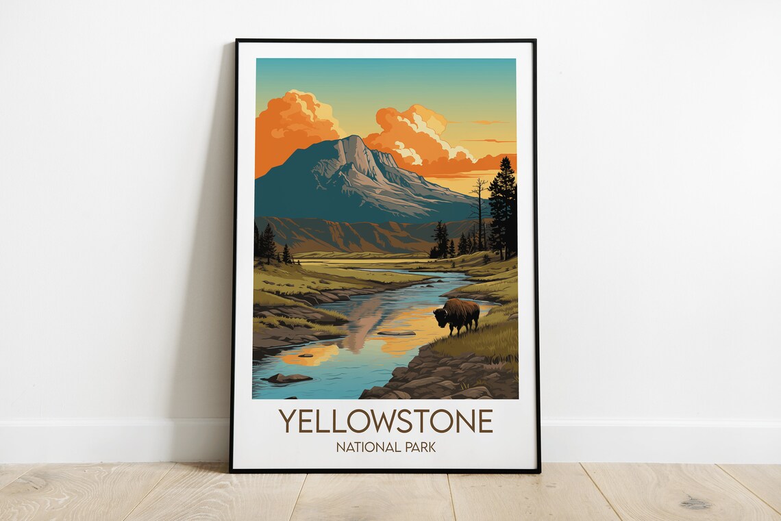 Yellowstone National Park Travel Poster, Custom Personalised