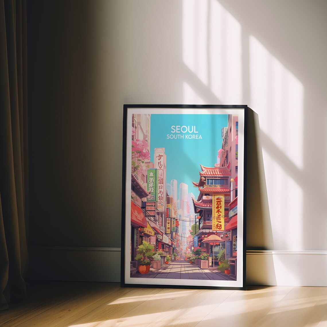Seoul South Korea Vibrant Old Street Market Cityscape Travel Poster - Image 2