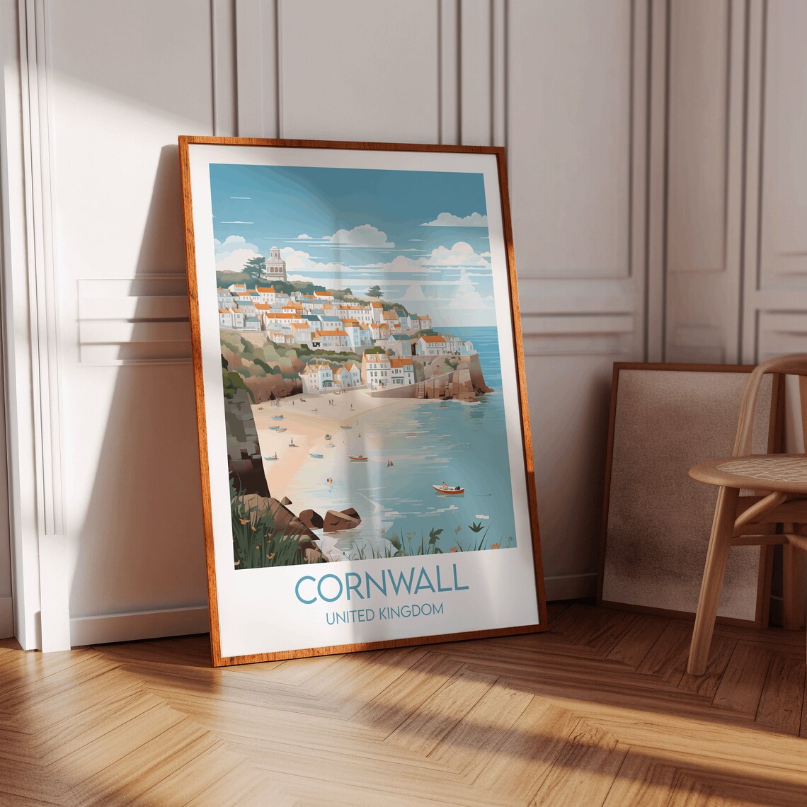 Cornwall United Kingdom Coastal Town Beach Vintage Travel Art Poster - Image 4