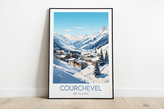 Courchevel Ski Village Alpine Snow Peaks France Travel Poster