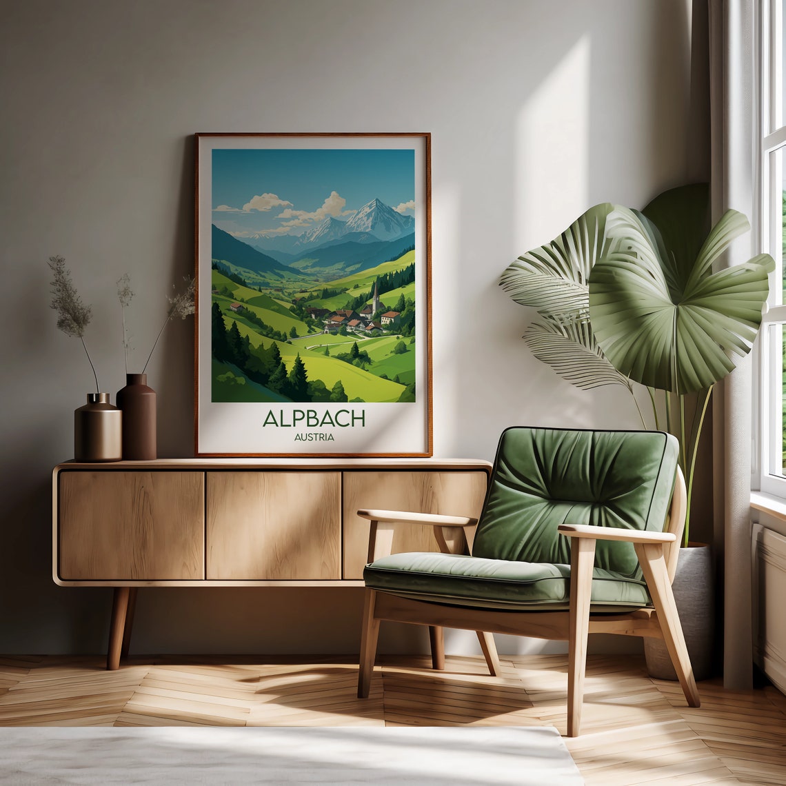 Alpbach Austria Alpine Village Travel Poster Snowy Mountain View Art - Image 2