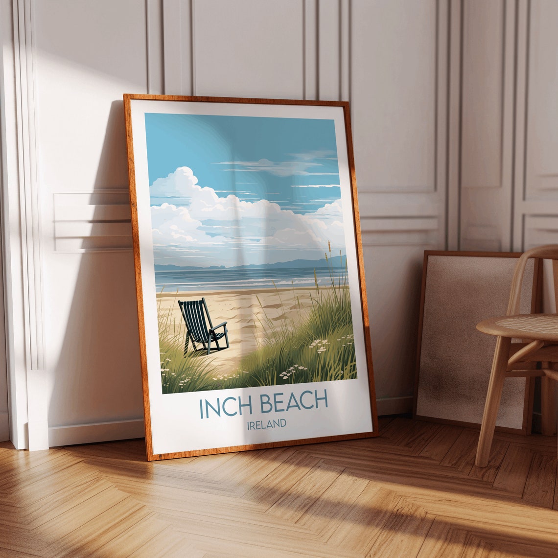 Inch Beach Ireland Sandy Shore Dunes Retro Scenic Travel Poster - Image 2