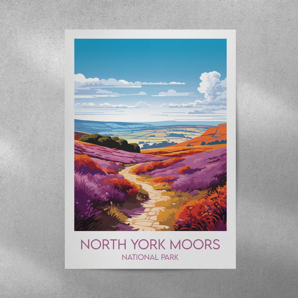 North York Moors National Park Blooming Heather Travel Poster - Image 2