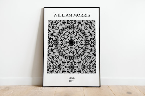 William Morris Vine 1873 Black White Botanical Pattern Print