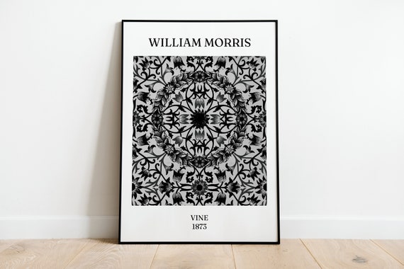 William Morris Vine Black And White Print A3 A4 A5 Exhibition Poster Flower Wall Art Deco Home Decor Minimalist Monochrome Art Nouveau