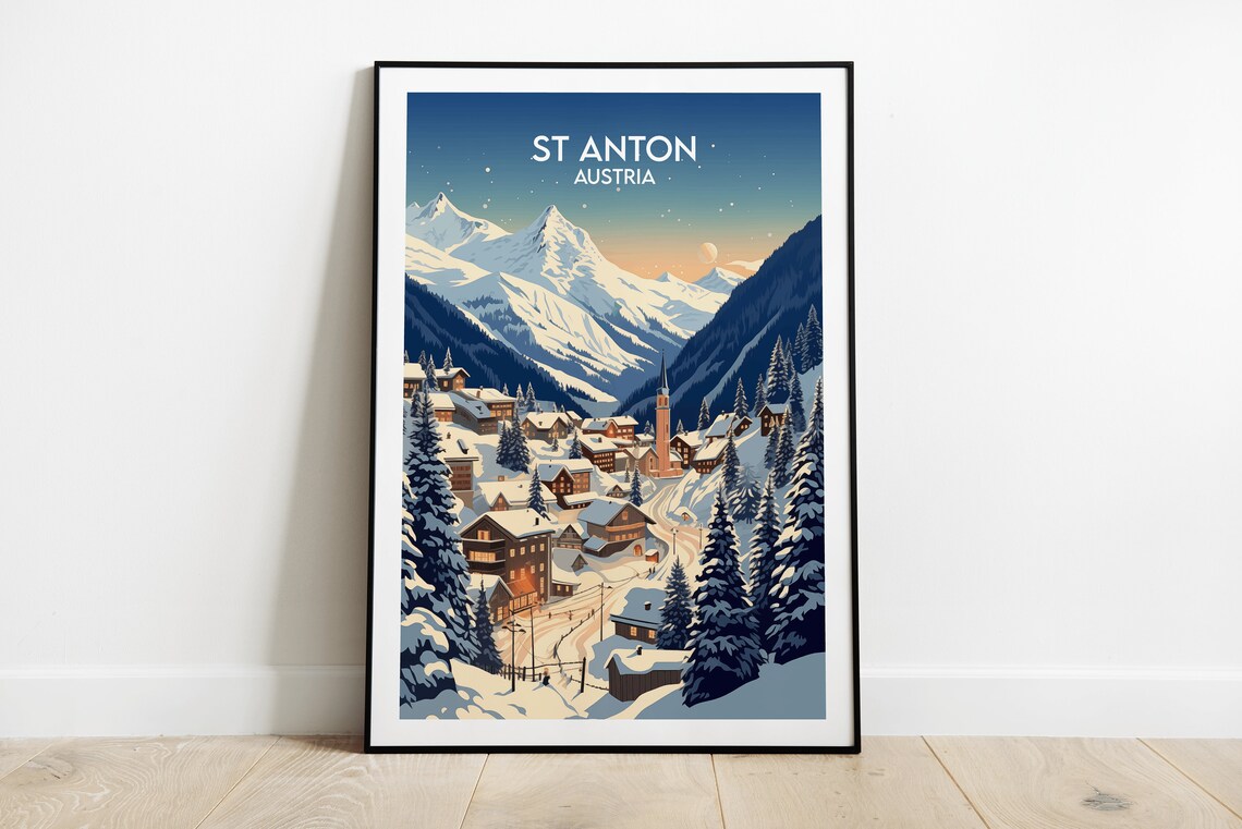 St Anton Ski Travel Poster, Austria Custom Gift