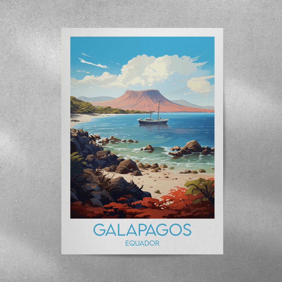 Galapagos Islands Travel Print Ecuador Poster Custom Personalised Wedding Birthday Gift - Image 3