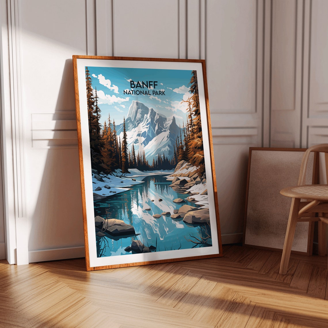 Banff National Park Canada Vintage Snowy Mountain Lake Travel Poster - Image 3