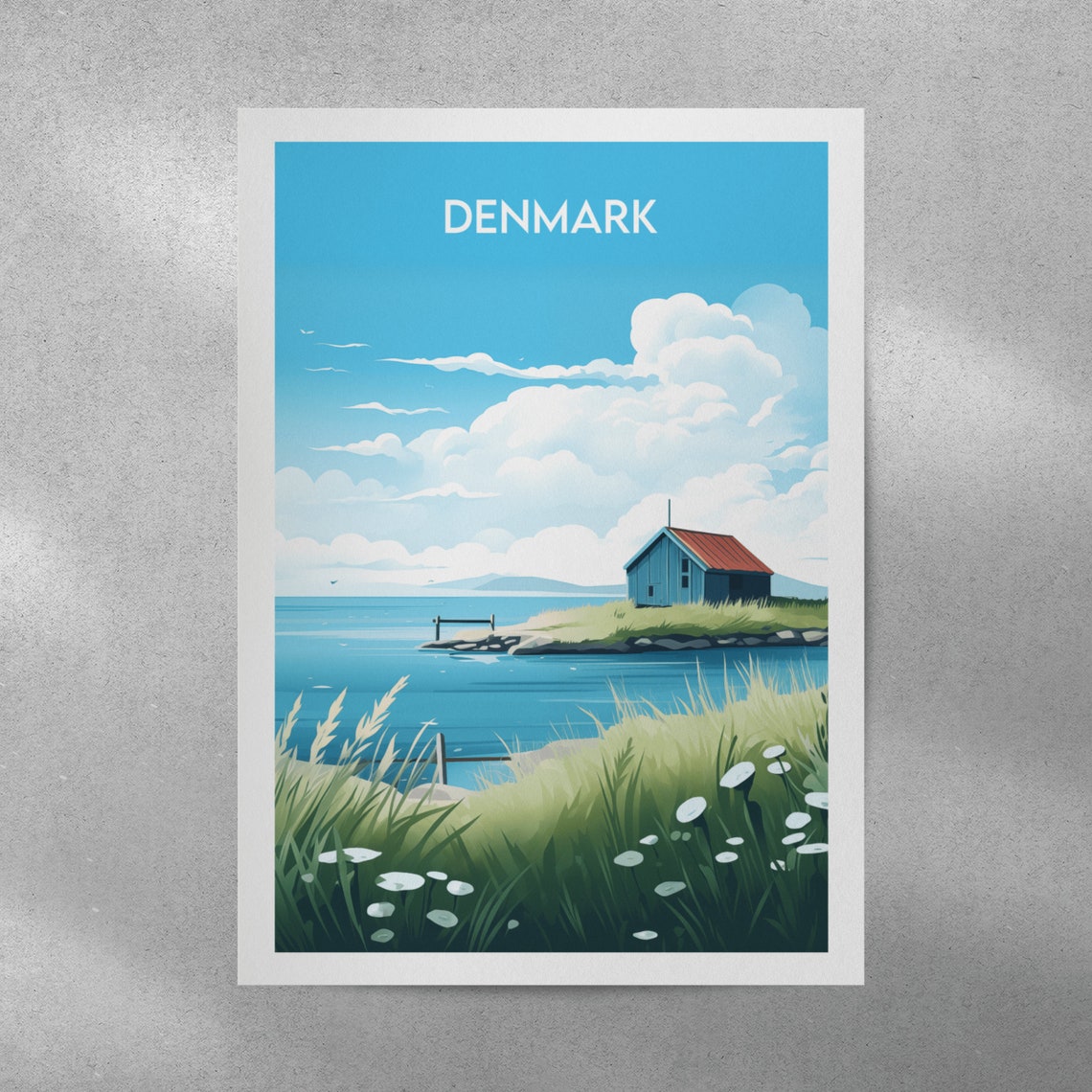 Denmark Coastal Cottage Scandinavian Seaside Vintage Travel Poster - Image 4