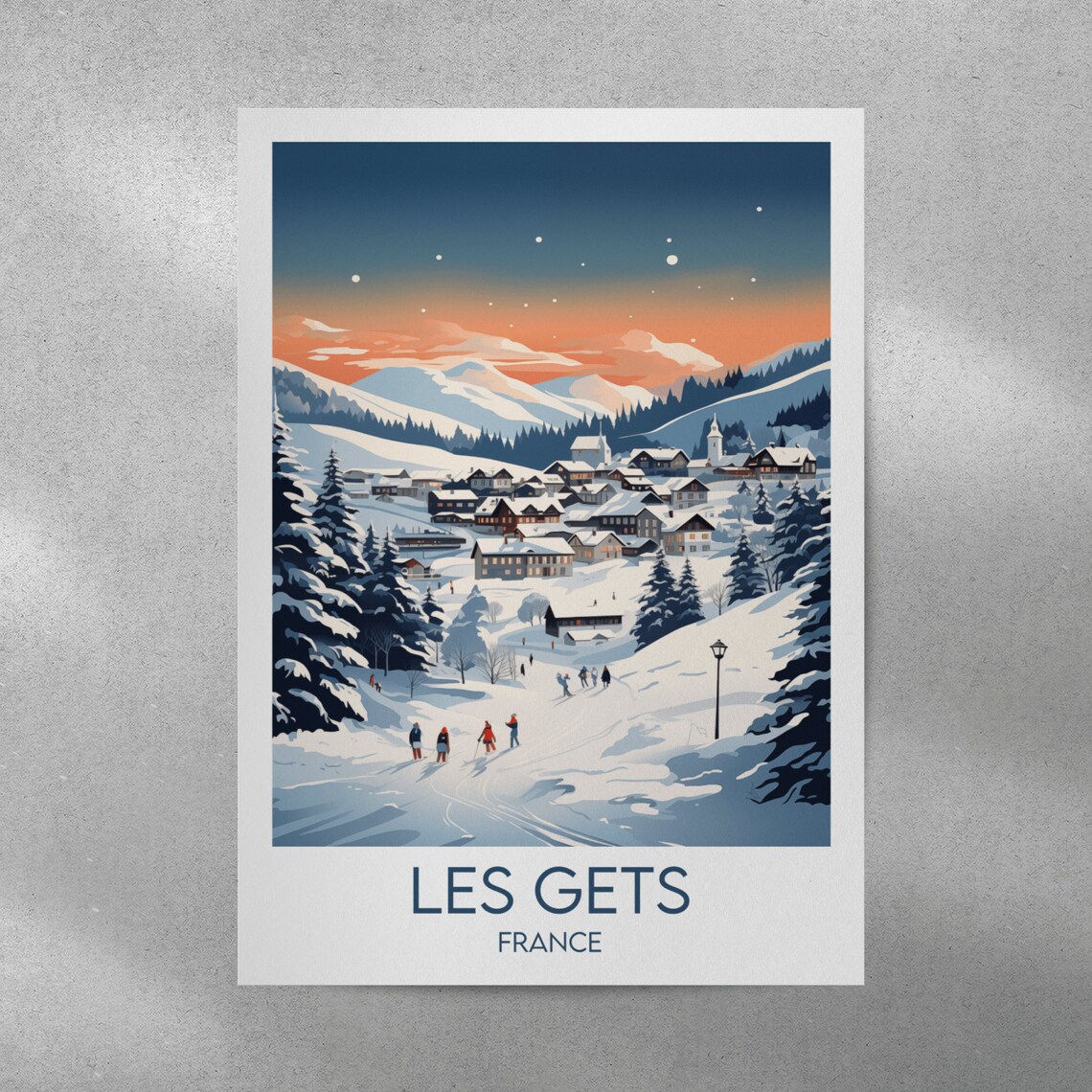 Les Gets Ski Travel Poster, France Custom Personalised - Image 4