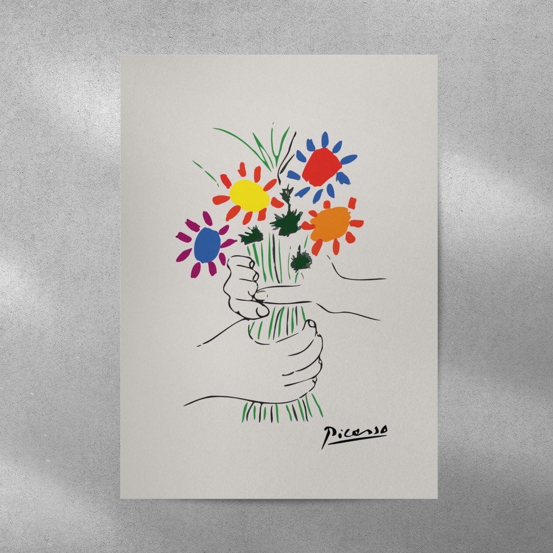 Picasso Flower Bouquet Colorful Line Art Modern Minimalist Print - Image 5