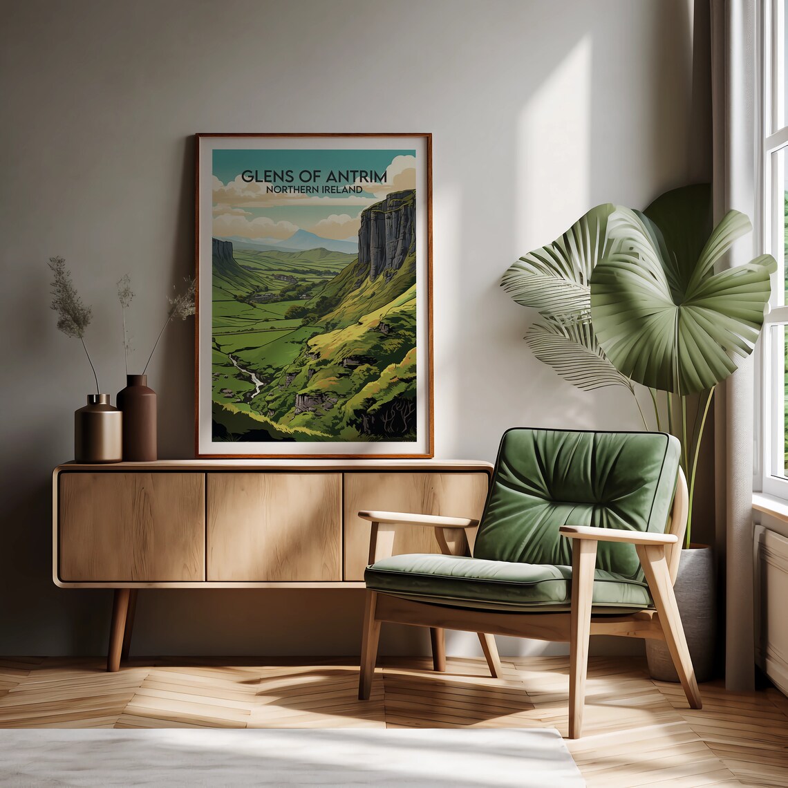 Glens of Antrim Northern Ireland Green Valley Scenic Travel Poster - Image 3