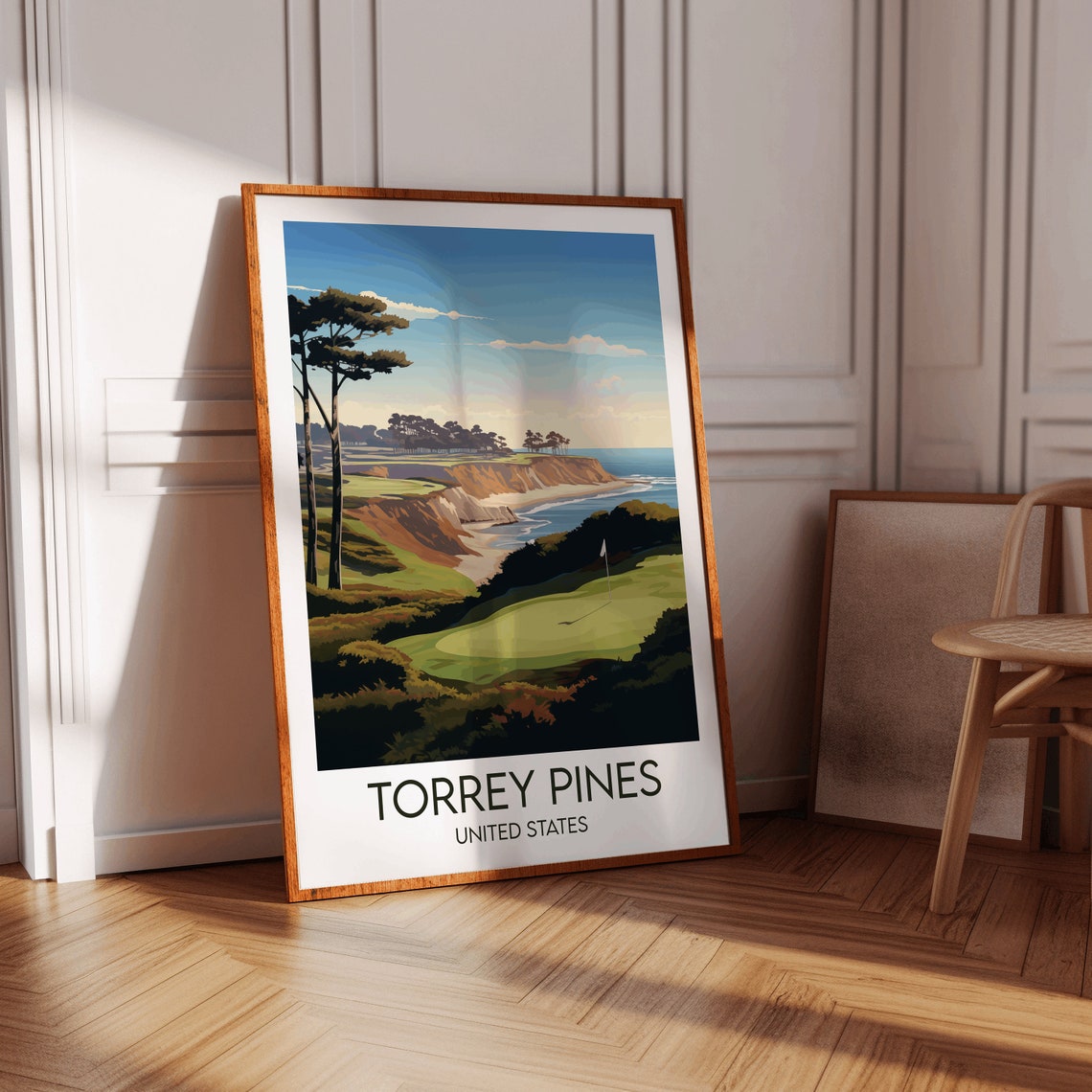 Torrey Pines Cliffside Coastal Golf Course Ocean View Sport Poster - Image 3