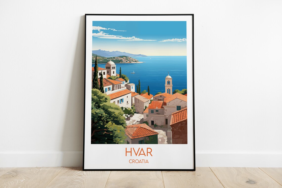 Hvar Croatia Adriatic Coast Old Town Island Harbor Travel Poster