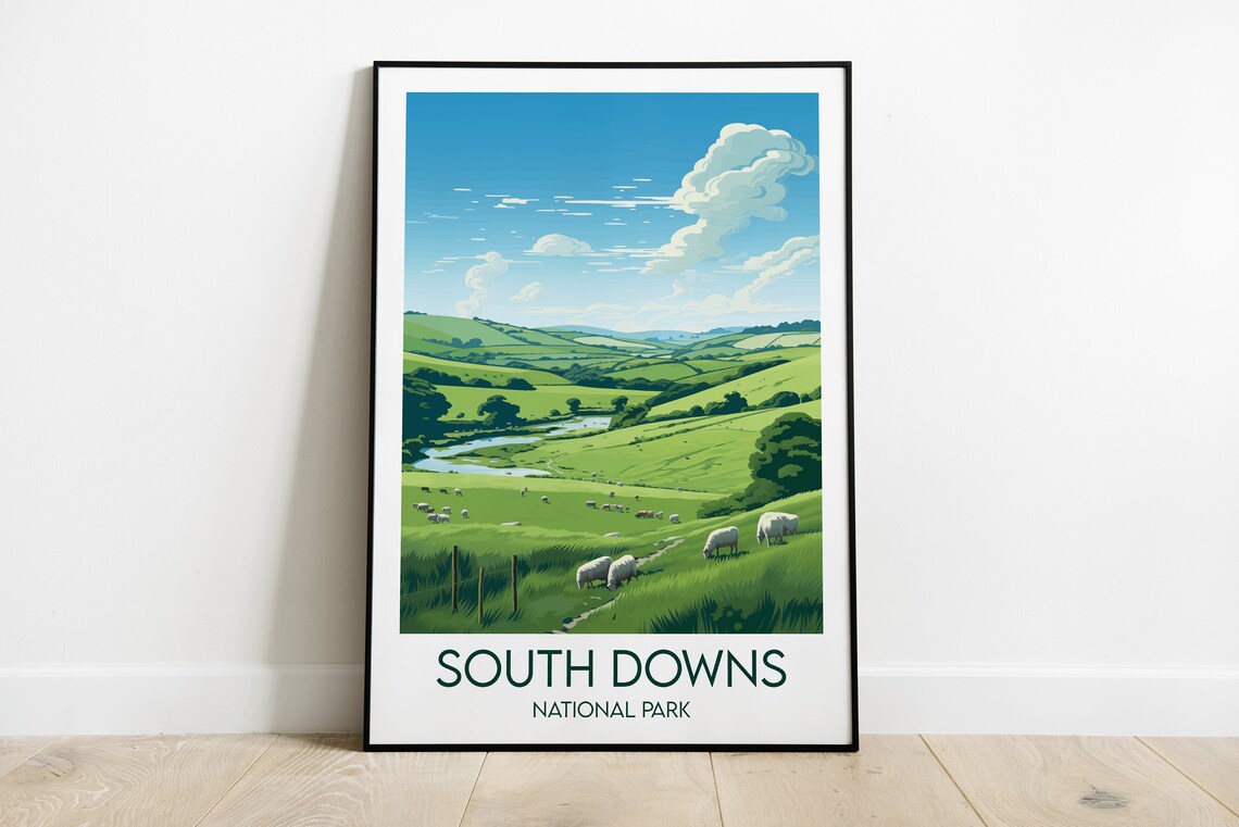 South Downs National Park Travel Print, England UK