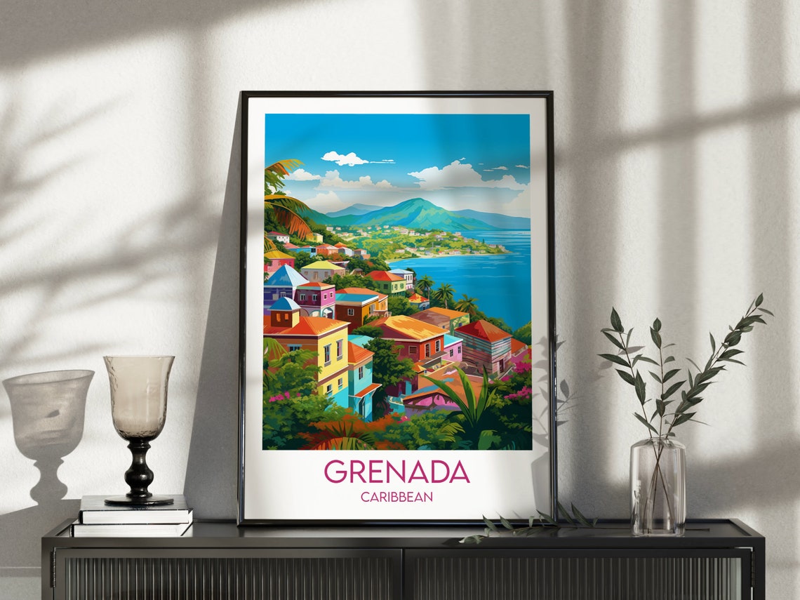 Grenada Travel Print Caribbean Poster Custom Personalised Wedding Birthday Gift - Image 5