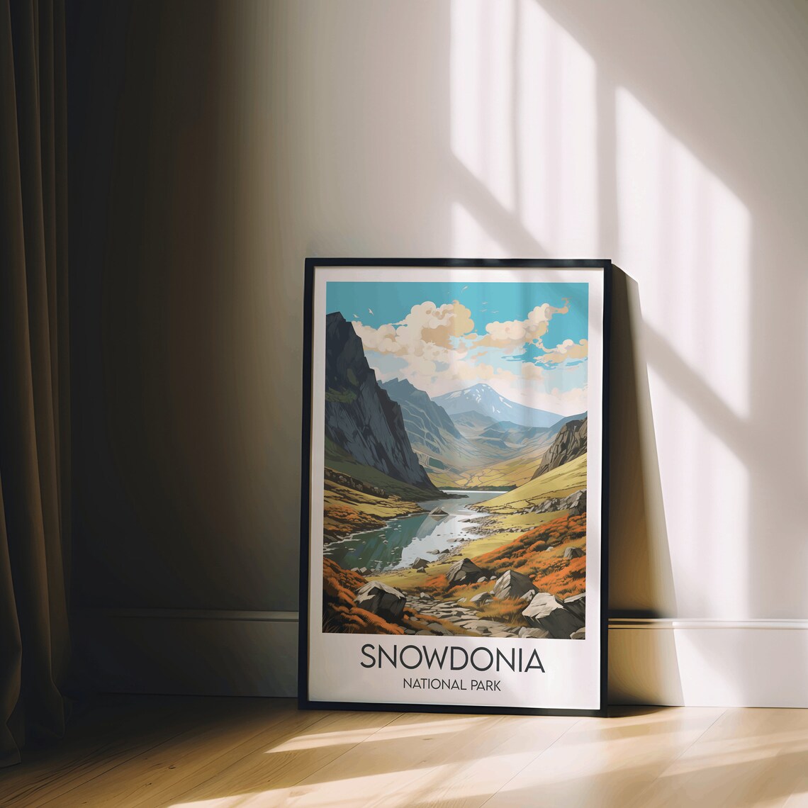 Snowdonia National Park Mountain Valley Lake Vintage Travel Poster - Image 3