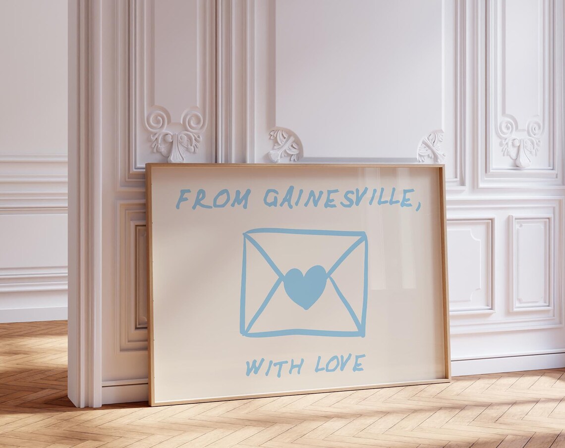 Gainesville Love Letter Poster Print, Florida Dorm Decor