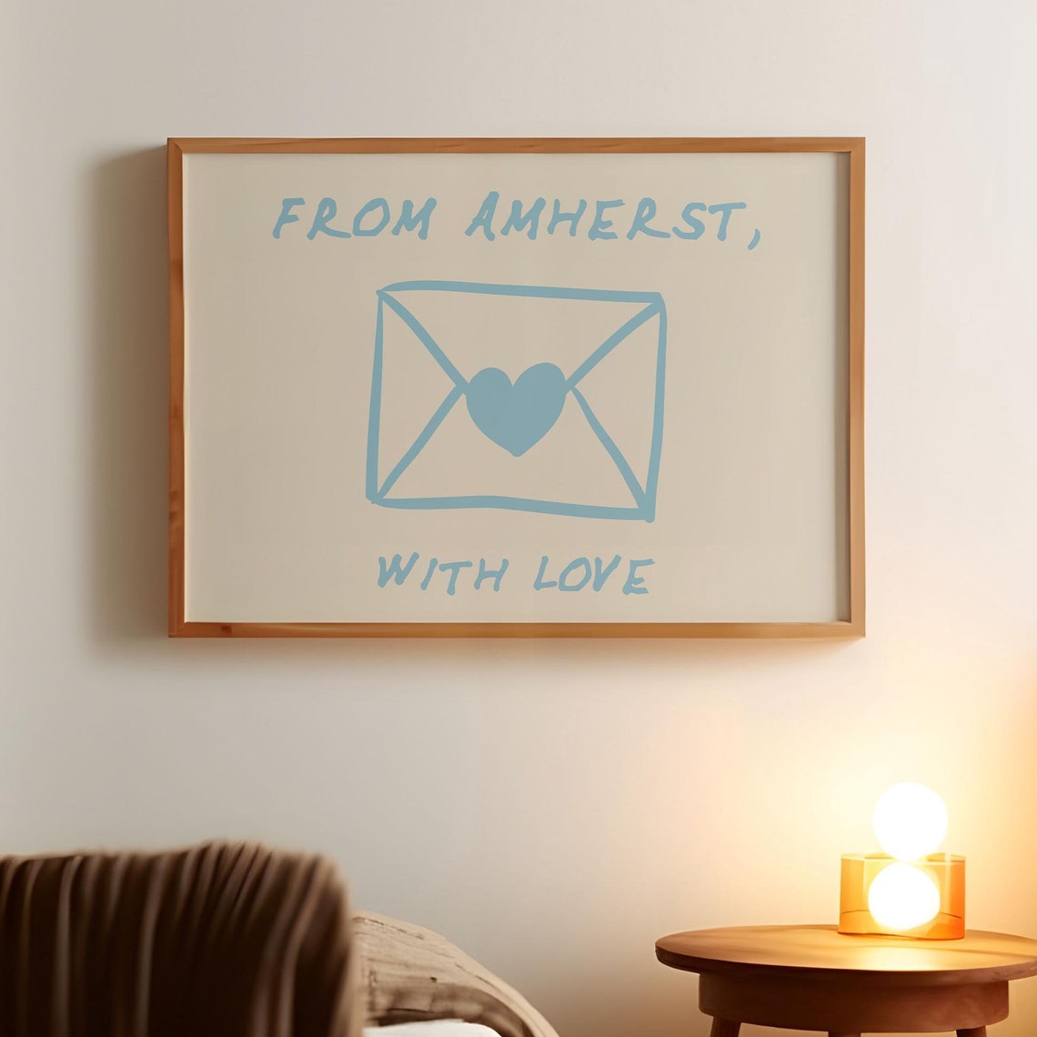 From Amherst With Love Envelope Heart Blue Bedroom Wall Poster