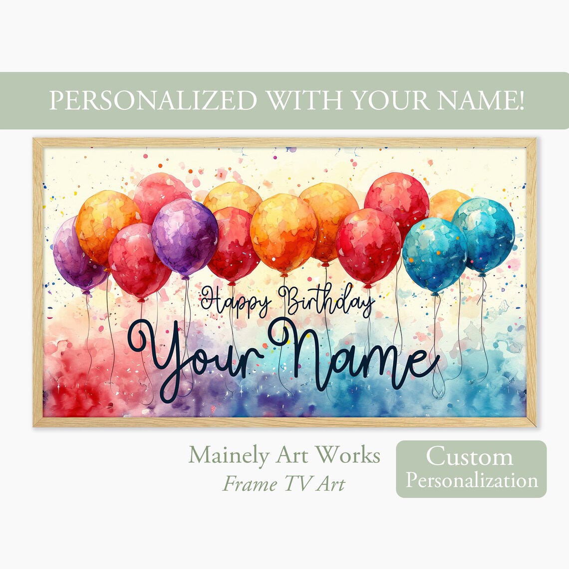 Personalized Happy Birthday Party Decor Art Print - Image 3