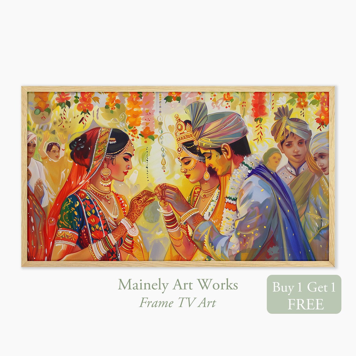 Indian Wedding Couple Ceremony Bride Groom Traditional Art Poster