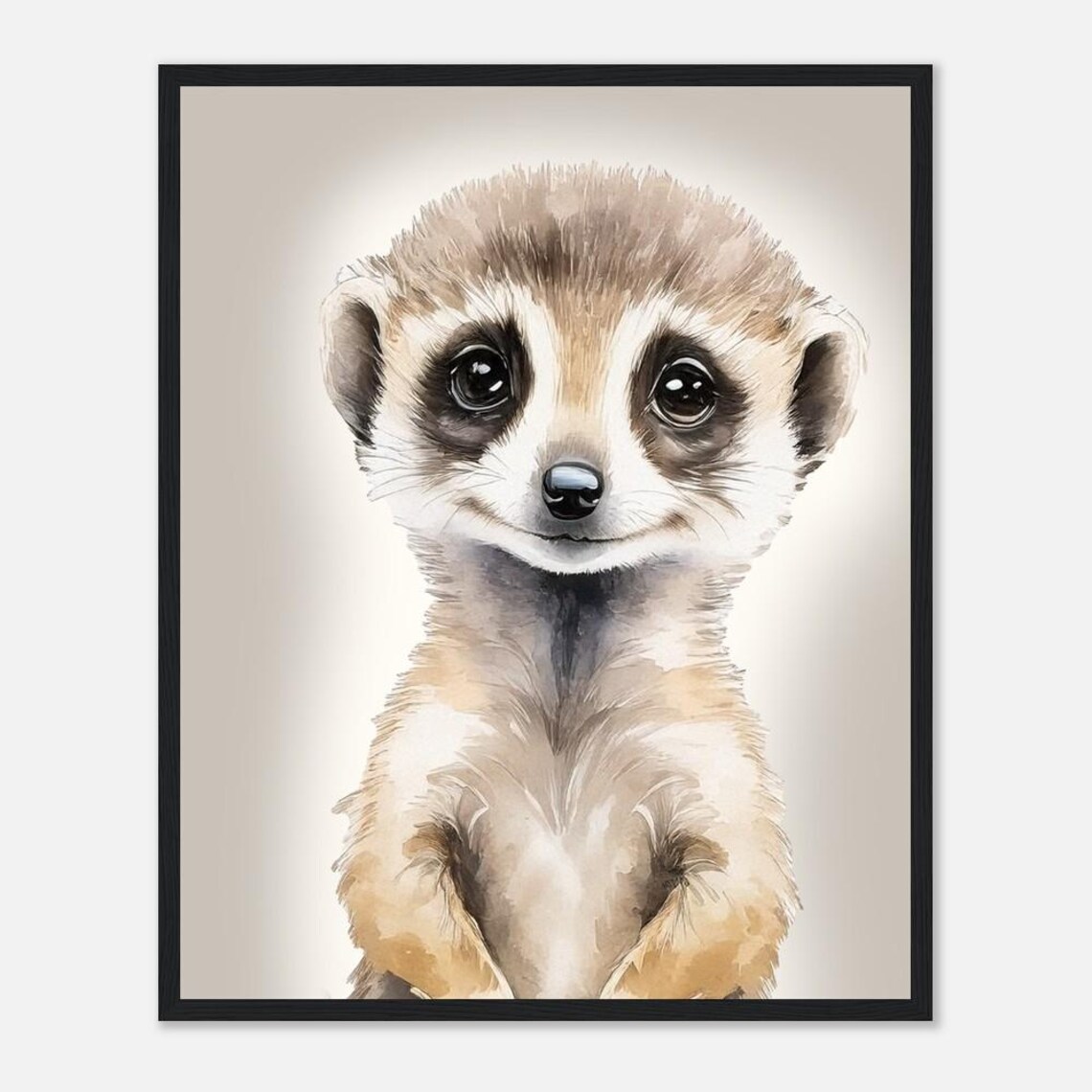 Cute Baby Meerkat Watercolor Portrait Kids Room Nursery Art Poster - Image 2