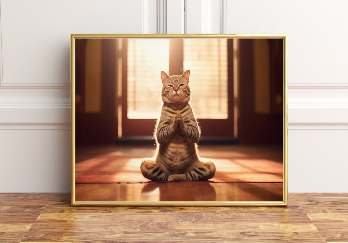 Cat In Yoga Poster Print Wall Art Home Dcor