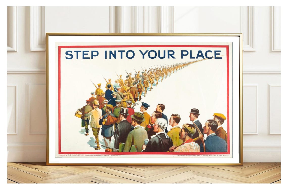 Step Into Your Place WWI British Army Recruitment Vintage Poster - Image 3