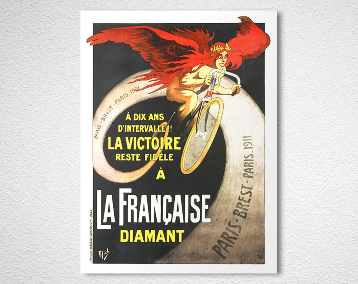 La Francaise Diamant Paris Brest 1911 Vintage Bicycle Poster - Image 2