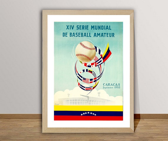 Xiv Serie Mundial De Baseball Amateur Caracas Vintage Sport Poster Retro Poster Sport Poster Baseball Print Gift Idea Wall Decor