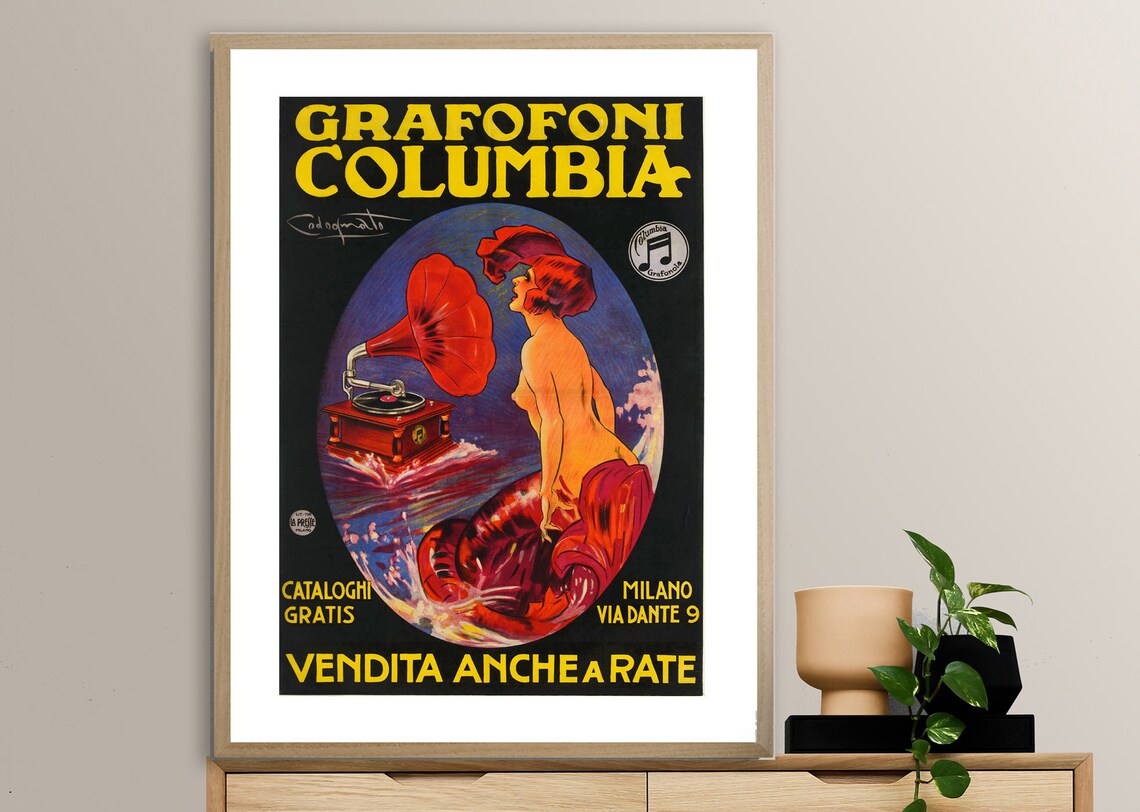 Grafofoni Columbia Vintage Entertainment Poster Print