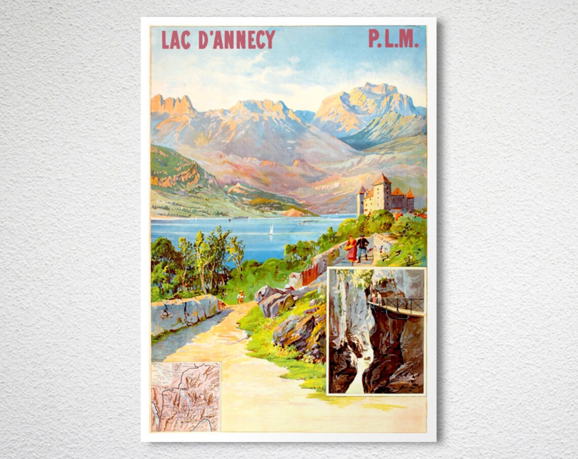 Lac dAnnecy PLM Vintage French Alpine Lake Scenic Travel Poster - Image 2