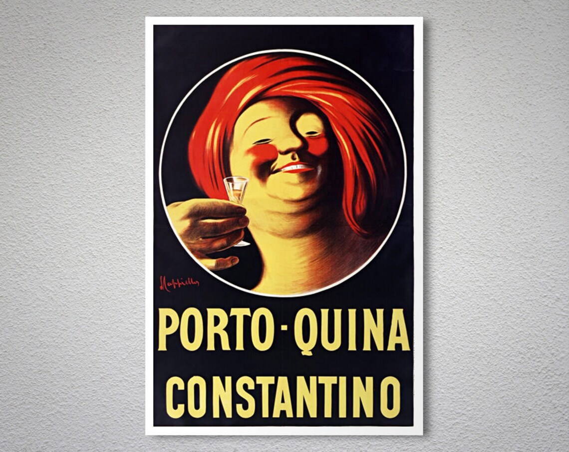 Porto Quina Constantino Vintage Italian Wine Advertising Poster Woman - Image 2
