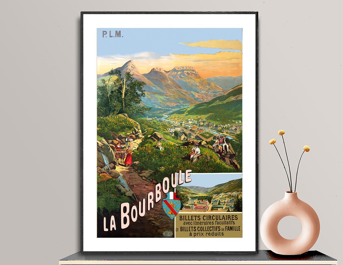 La Bourboule Auvergne Mountains Spa Town Vintage French Travel Poster