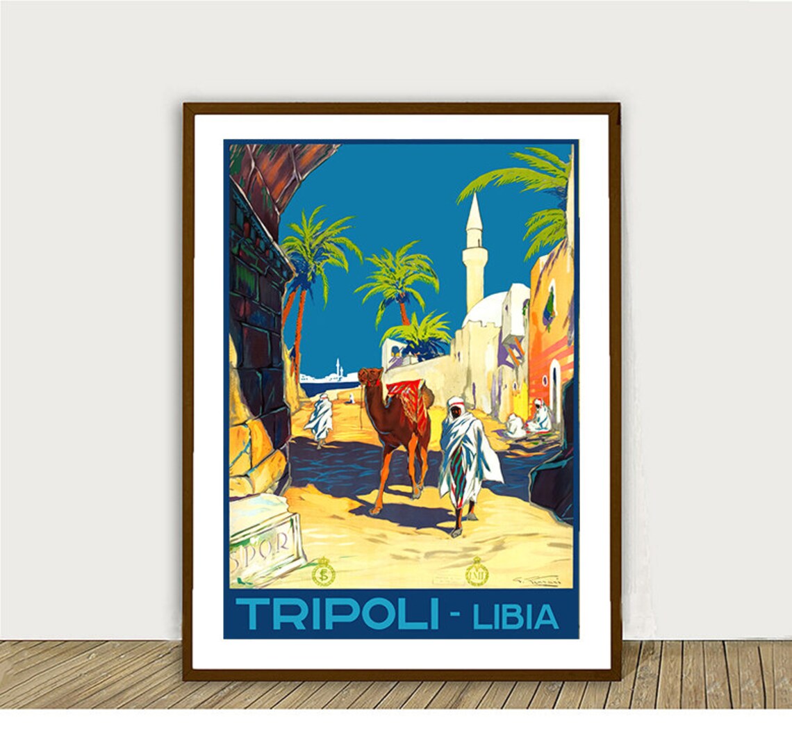 Tripoli Libya Camel Minaret Vintage Italian Travel Poster Art - Image 2