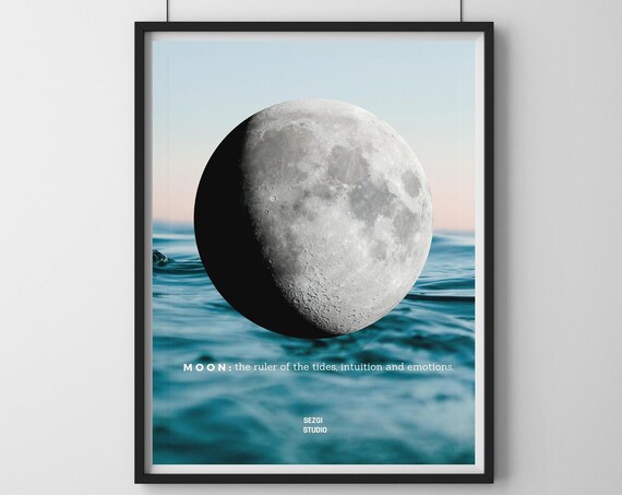 Moon Ruler Of Tides Intuition And Emotions Ocean Night Poster
