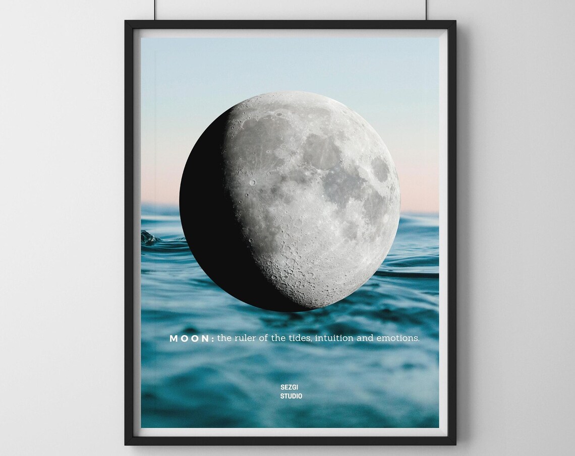 Moon Ruler Of Tides Intuition And Emotions Ocean Night Poster