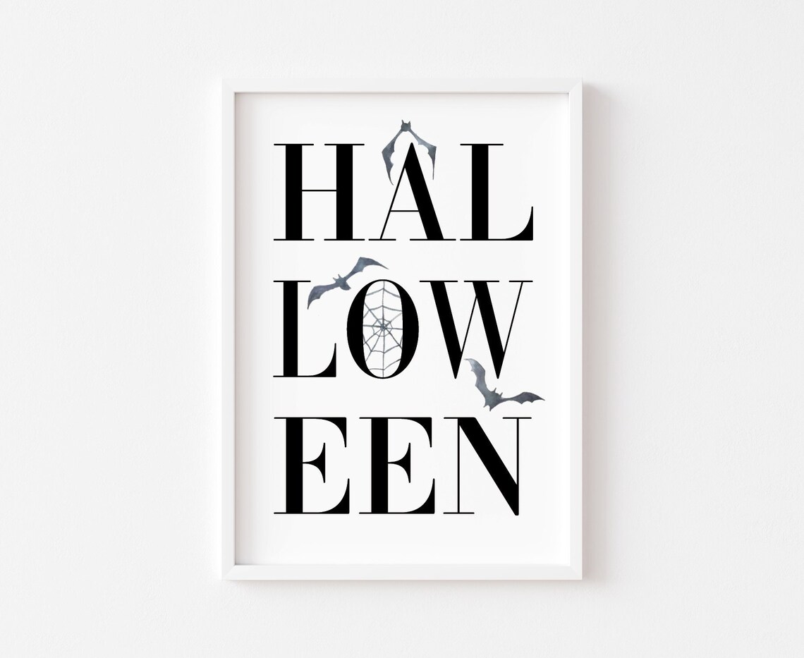 Halloween Minimalist Watercolour Bat Art Print