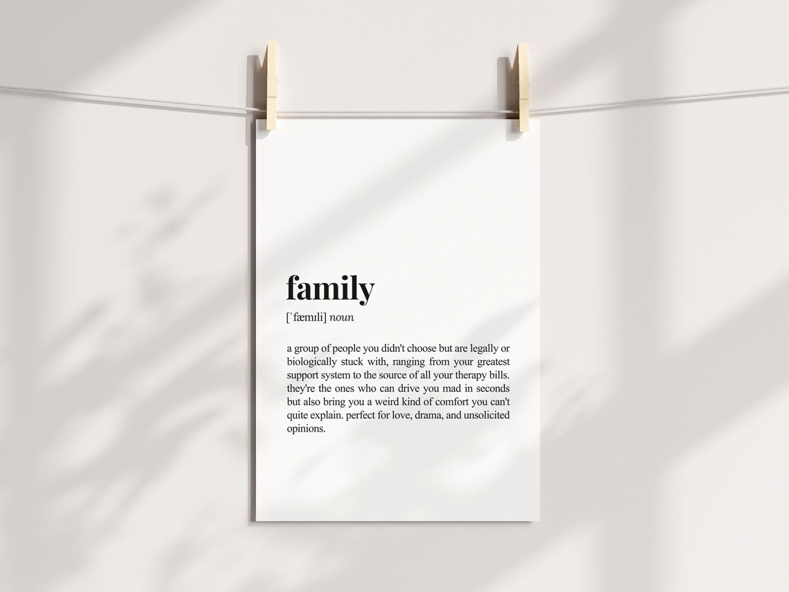 Family Definition Sarcastic Dictionary Art Print - Image 3