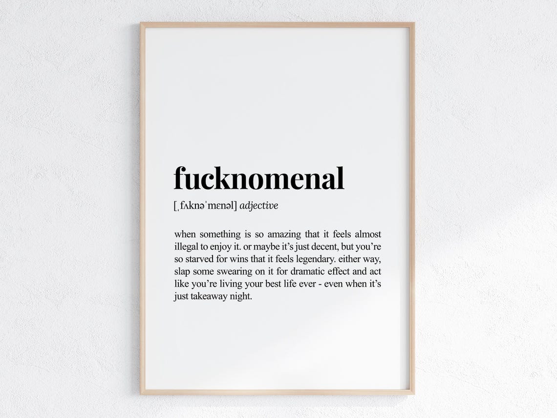 Fucknomenal Definition Funny Sarcastic Dictionary Style Poster