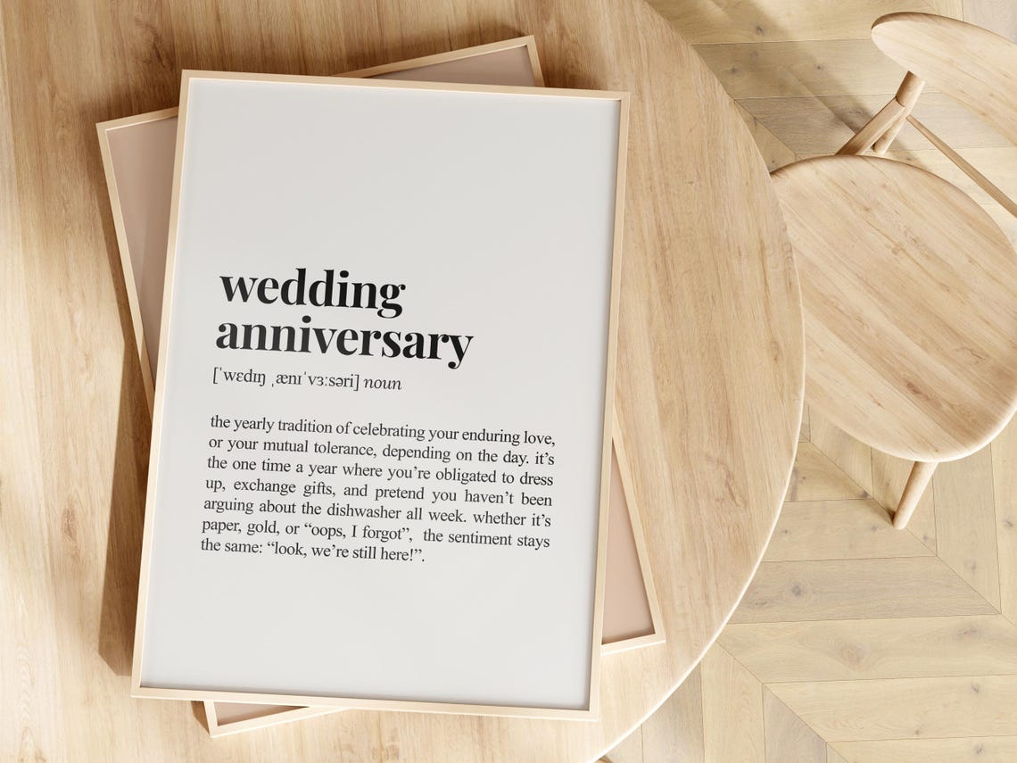 Wedding Anniversary Funny Dictionary Definition Poster for Couples - Image 2