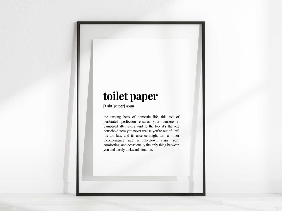 Toilet Paper Definition Funny Dictionary Style Bathroom Wall Art - Image 2