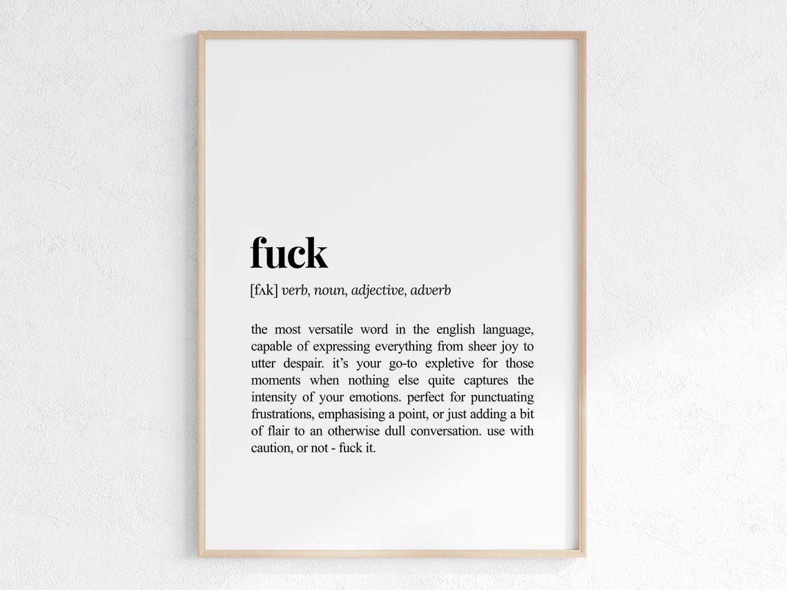 Fuck Funny Dictionary Definition Poster for Bold Sweary Wall Decor