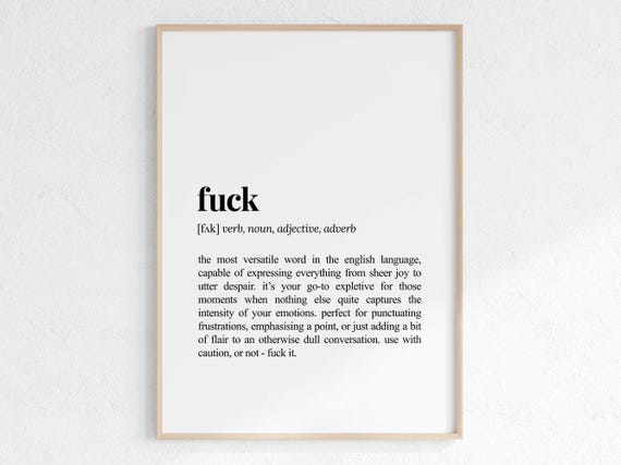 Sarcastic Fuck Definition Print Funny Dictionary Poster Witty Home Decor Sassy Gift For Best Friend