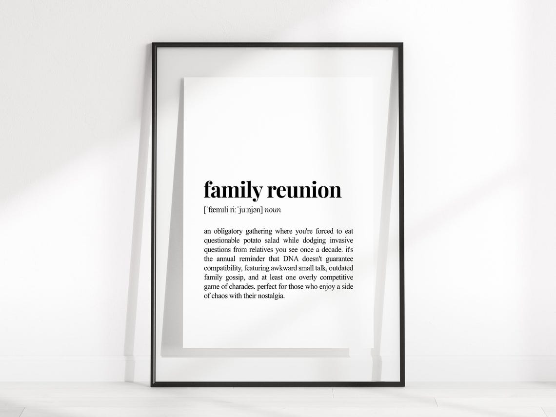 Family Reunion Funny Dictionary Definition Poster for Sarcastic Decor - Image 2