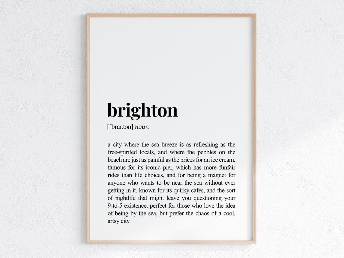 Brighton Funny Dictionary Definition Seaside City Gift Poster