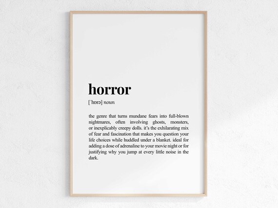 Horror Definition Funny Dictionary Style Movie Night Wall Art