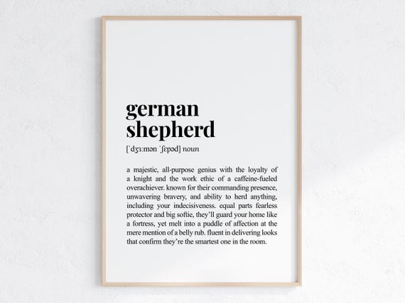 German Shepherd Funny Definition Print Cheeky Gift For Dog Parent Lover Art Humorous Dictionary Poster