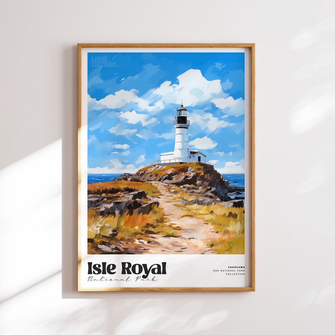 Isle Royal National Park Lighthouse Rocky Coast Ocean Poster