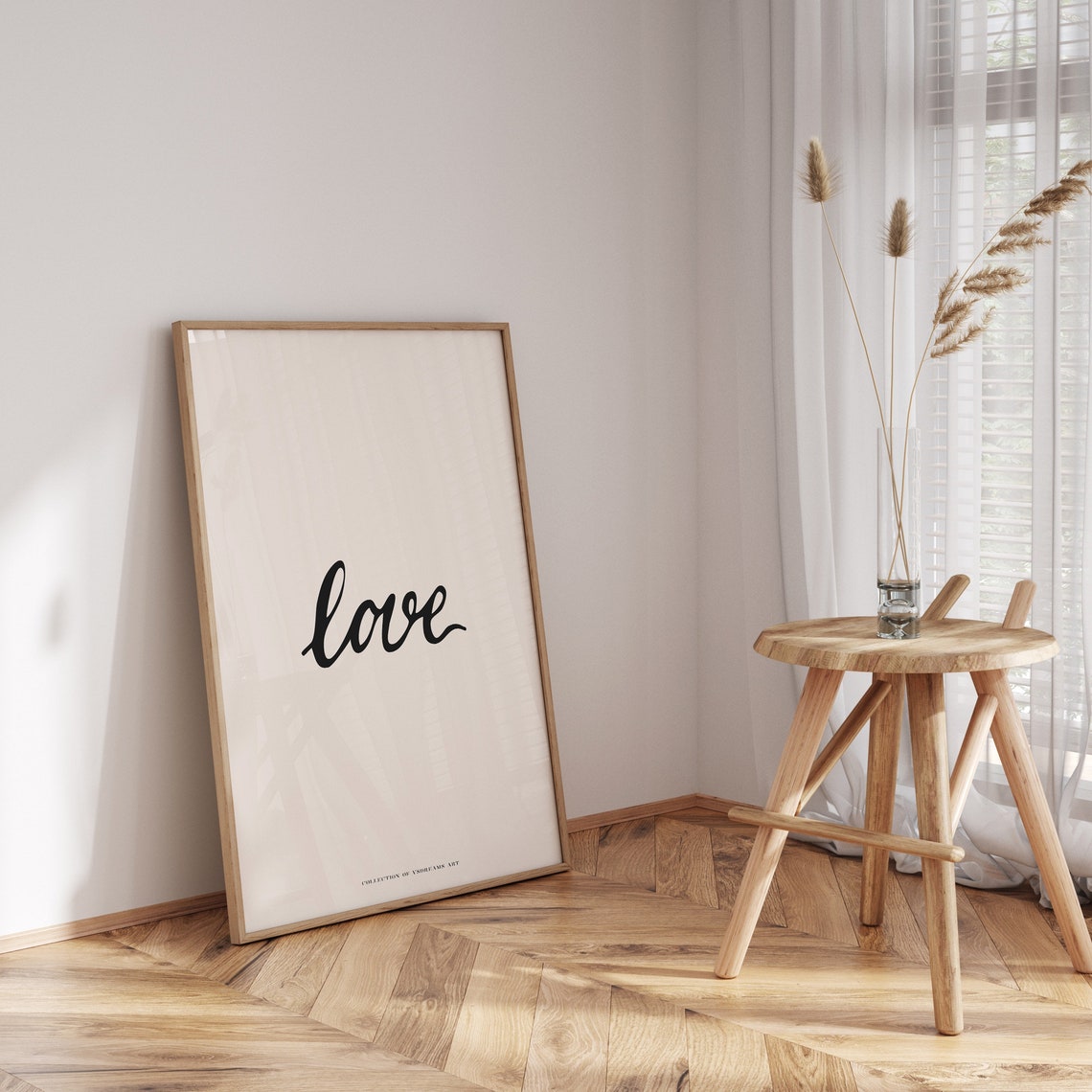Love Script Handwritten Black Minimalist Romantic Word Wall Art - Image 3